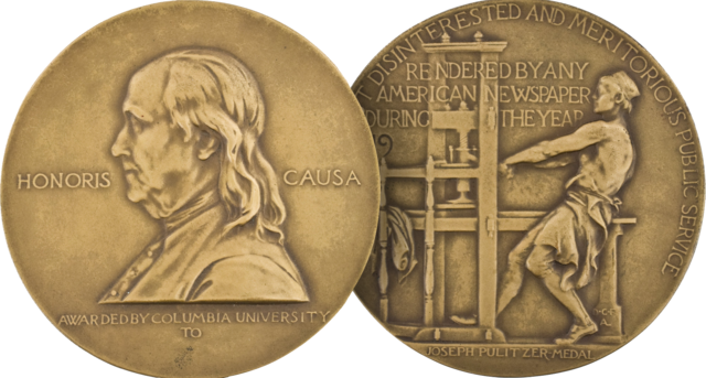 Pulitzer Prize medal, front and back