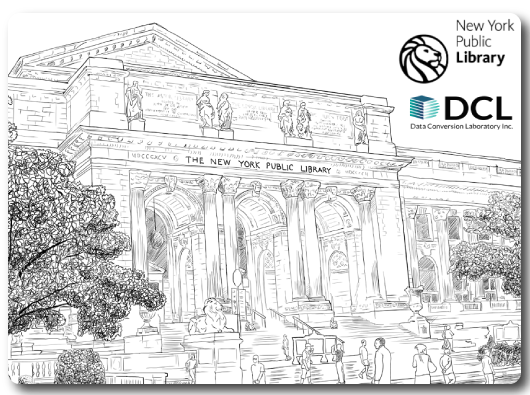 Black and white sketch of the New York Public Library