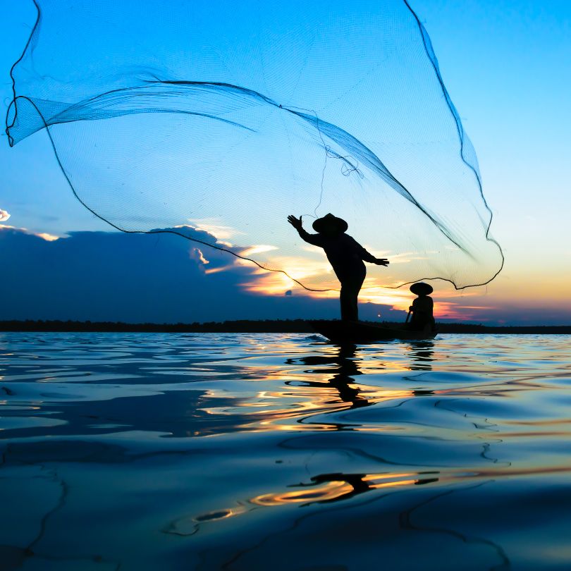 fishers throwing a fishing net