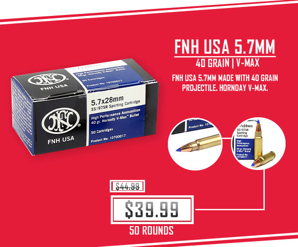 FNH USA - SS197SR - 5.7x28mm - 40 Grain  - Hornady V-MAX - 50 Rounds
