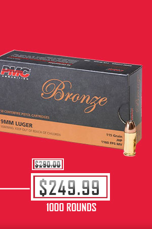 PMC - Bronze - 9mm - 115 Grain - JHP - 1000 Rounds