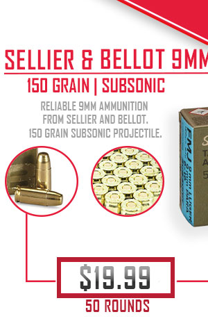 Sellier & Bellot - 9mm - 150 Grain - FMJ - Subsonic - 50 Rounds