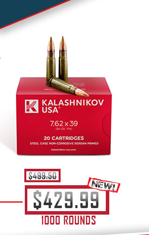Kalashnikov USA - 7.62x39 - 124 Grain -  FMJ - 1000 Rounds