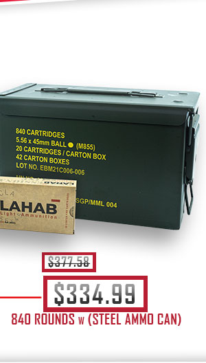 Lahab - 5.56x45mm - 62 Grain - M855 - FMJ - 840 Rounds with Steel Ammo Can