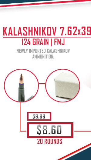 Kalashnikov USA - 7.62x39 - 124 Grain -  FMJ - 20  Rounds