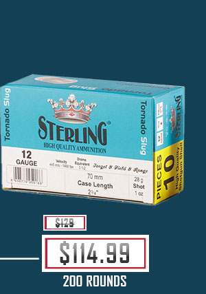 Sterling - 12 Gauge - 1 oz. - Tornado Slug - 2-3/4'' - 1460 FPS -200 Rounds