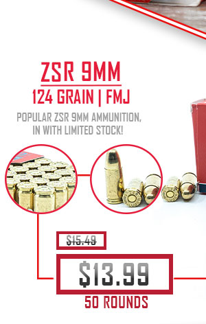 ZSR Ammunition - 9mm - 124 Grain - FMJ - 50 Rounds