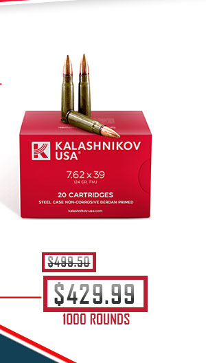 Kalashnikov USA - 7.62x39 - 124 Grain -  FMJ - 1000 Rounds