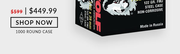 Wolf Ammunition - 7.62x39 - 122 Grain - FMJ - Wolf Performance - Steel Case - 1000 Rounds