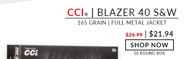 CCI - Blazer - Brass - 40 S&W - 165 Grain - FMJ - 50 Rounds