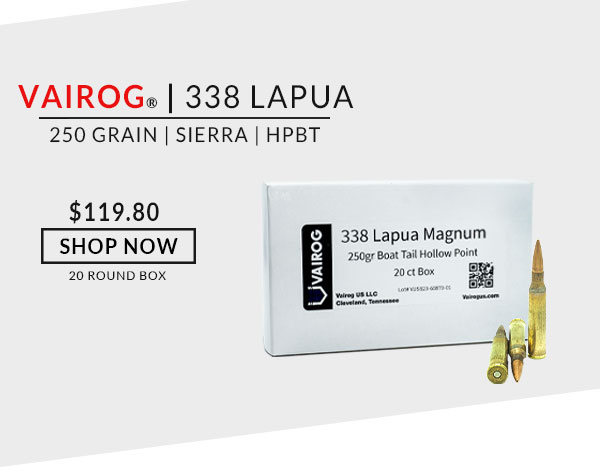 Vairog - 338 Lapua Mag - 250 Grain - Sierra - HPBT - 20 Rounds
