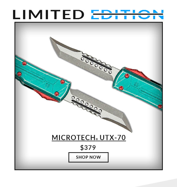 Microtech – UTX-70 – Tanto – Green – Aluminum – Premium Steel – 2.40