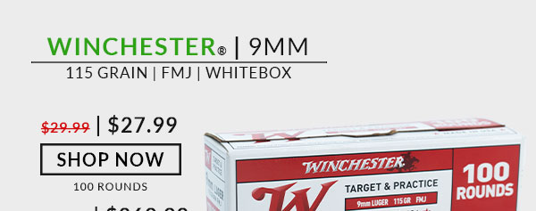 Winchester - 9mm - 115 Grain - FMJ - 100 Rounds