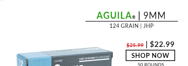 Aguila - 9mm  - 124 Grain - JHP - 50 Rounds