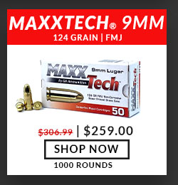 Maxxtech - 9mm - 124 Grain - FMJ - 1,000 Rounds
