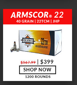 Armscor - 22 TCM - 40 Grain - JHP - 1,200 Rounds