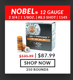 Nobel Sport - Target Trap - 12 Gauge - 2 3/4'' - 1-1/8 oz. oz. - #8.5 Shot - 1145 FPS - 250 Rounds SHOP NOW 250 ROUNDS 