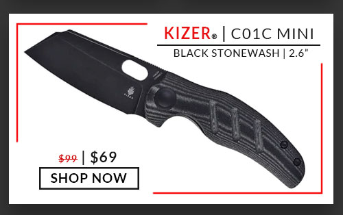 Kizer - C01C Mini - 154CM - Black Stonewash - Micarta Black - Steel liner - 2.6