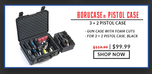 Borucase - Gun Case - With Foam Cut For 3 +2 Pistols - Black