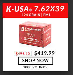 Kalashnikov USA - 7.62x39 - 124 Grain -  FMJ - 1000 Rounds