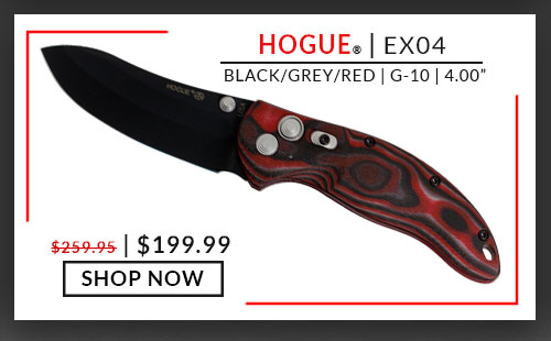 Hogue - EX04 - Black, Gray, Red - G-10 - 154 CM - 4.00