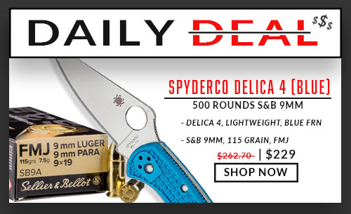 Spyderco - Delica 4 Lightweight - Blue FRN- Plus-500 Rounds-Sellier & Bellot-9mm-115 Grain