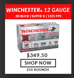 Winchester - SUPER X - 12 Gauge - #00 Buck Shot - 2-3/4'' - 9 pellets - 1325 FPS - 250 Rounds