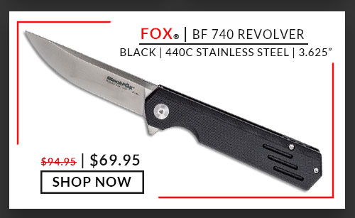 Fox – BlackFox – BF740 – Revolver – Black – G10 – 440C Stainless Steel – 3.625