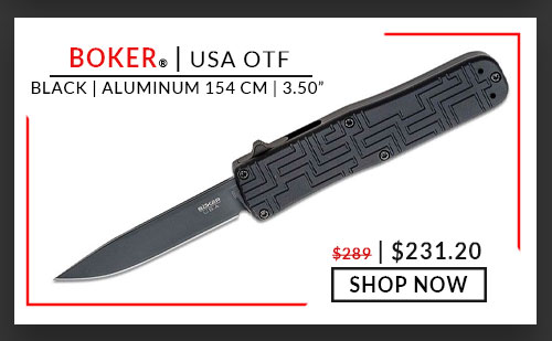Boker - 06EX260 - Boker Plus USA OTF Auto - Stonewash - Black - Aluminum - 154CM - 3.50