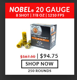 Nobel Sport - Target Trap - 20 Gauge - #8 Shot - 7/8 oz. - 1210 FPS - 250 Rounds