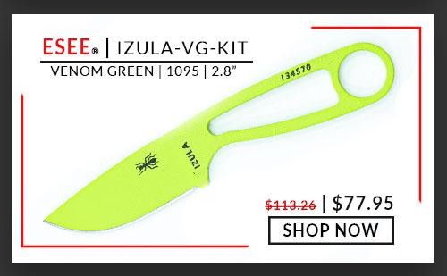 ESEE Knives -  IZULA-VG-KIT - Venom Green - Neck Knife - 1095 - 2.8