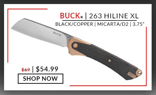 Buck - 263 HiLine XL - Black/Copper - Micarta - Stonewash - D2 - 3.75