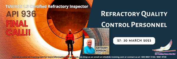 TUV/IICS 1 3 API 936 Refractory March 2023 Final Call TUV/IICS 1 3 API 936 Refractory March 2023 Final Call